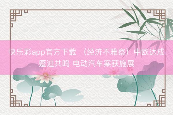 快乐彩app官方下载 （经济不雅察）中欧达成蹙迫共鸣 电动汽车案获施展