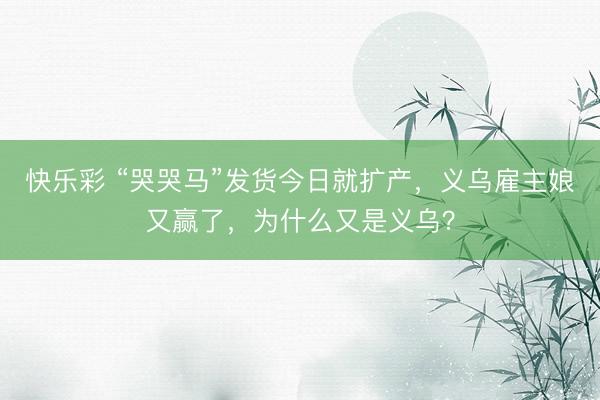 快乐彩 “哭哭马”发货今日就扩产，义乌雇主娘又赢了，为什么又是义乌？