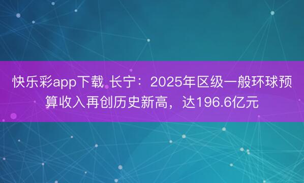 快乐彩app下载 长宁：2025年区级一般环球预算收入再创历史新高，达196.6亿元