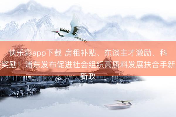 快乐彩app下载 房租补贴、东谈主才激励、科研奖励！浦东发布促进社会组织高质料发展扶合手新政