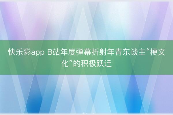 快乐彩app B站年度弹幕折射年青东谈主“梗文化”的积极跃迁