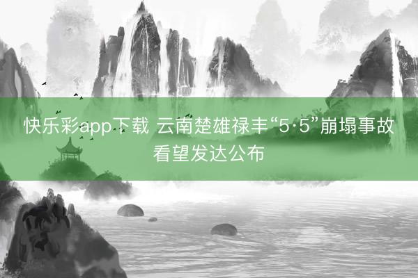 快乐彩app下载 云南楚雄禄丰“5·5”崩塌事故看望发达公布