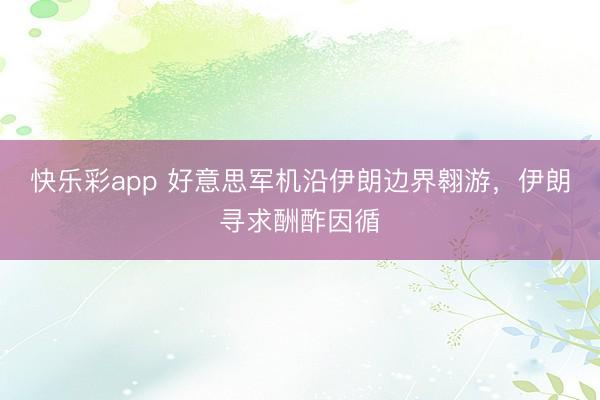 快乐彩app 好意思军机沿伊朗边界翱游，伊朗寻求酬酢因循