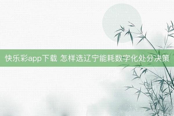 快乐彩app下载 怎样选辽宁能耗数字化处分决策