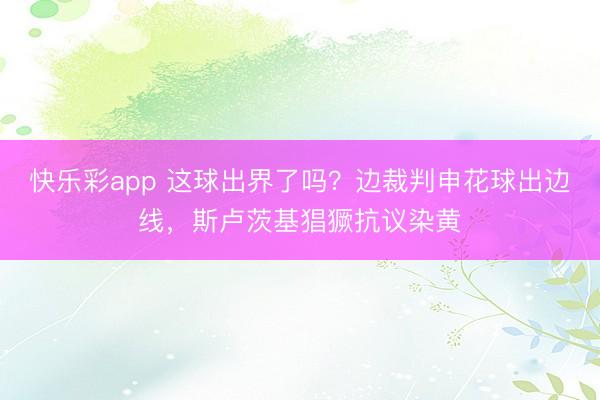 快乐彩app 这球出界了吗？边裁判申花球出边线，斯卢茨基猖獗抗议染黄