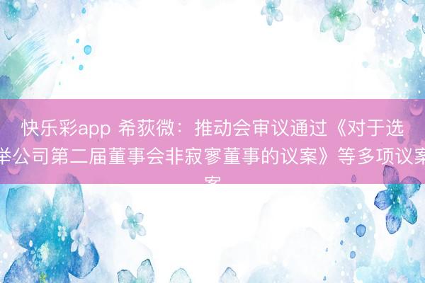 快乐彩app 希荻微：推动会审议通过《对于选举公司第二届董事会非寂寥董事的议案》等多项议案