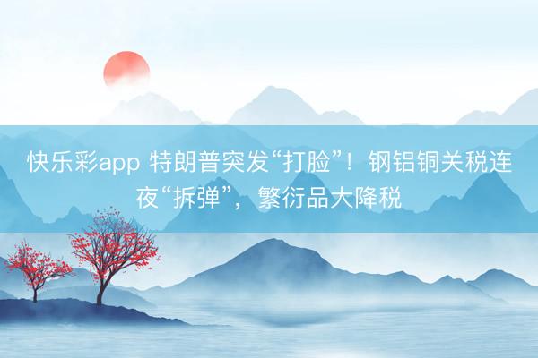 快乐彩app 特朗普突发“打脸”！钢铝铜关税连夜“拆弹”，繁衍品大降税
