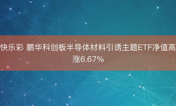 快乐彩 鹏华科创板半导体材料引诱主题ETF净值高涨6.67%