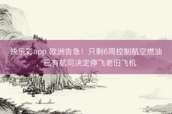 快乐彩app 欧洲告急！只剩6周控制航空燃油，已有航司决定停飞老旧飞机