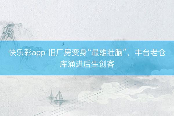 快乐彩app 旧厂房变身“最雄壮脑”，丰台老仓库涌进后生创客