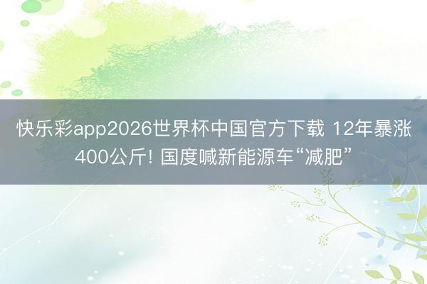 快乐彩app2026世界杯中国官方下载 12年暴涨400公斤! 国度喊新能源车“减肥”